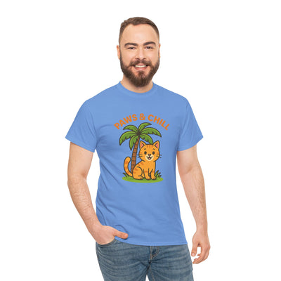 Paws & Chill Funny Cat T-Shirt – Cute Unisex Cat Lover Tee
