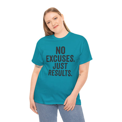 Motivational Unisex Heavy Cotton Tee - No Excuses Just Results, Fitness Shirt, Workout Apparel, Inspirational Top, Gift for Athletes, [...]