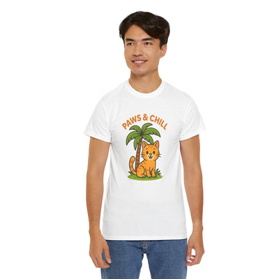 Paws & Chill Funny Cat T-Shirt – Cute Unisex Cat Lover Tee