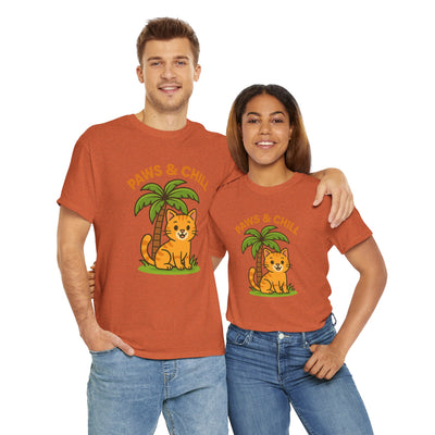 Paws & Chill Funny Cat T-Shirt – Cute Unisex Cat Lover Tee