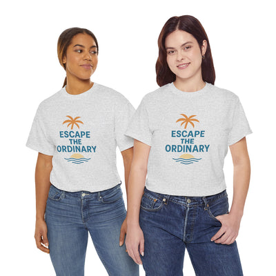 Escape the Ordinary T-Shirt – Tropical Palm Tree Shirt – Adventure Travel Unisex Tee – Summer Beach Shirt – Motivational Graphic Tee
