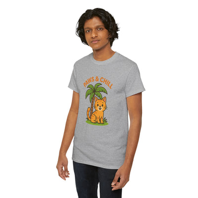 Paws & Chill Funny Cat T-Shirt – Cute Unisex Cat Lover Tee