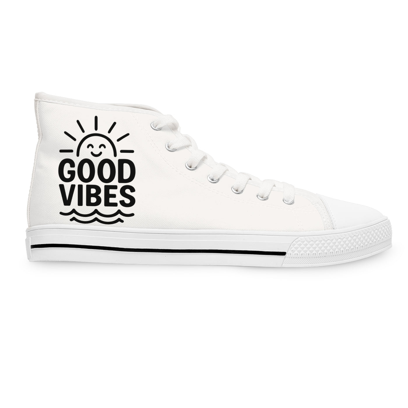 Good Vibes Women's High Top Sneakers, Trendy Sneakers, Casual Footwear, Summer Fashion, Retro Style Sneakers, Gift for Her
