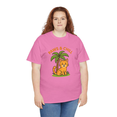 Paws & Chill Funny Cat T-Shirt – Cute Unisex Cat Lover Tee