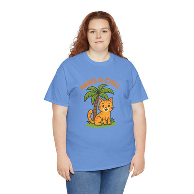 Paws & Chill Funny Cat T-Shirt – Cute Unisex Cat Lover Tee
