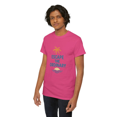 Escape the Ordinary T-Shirt – Tropical Palm Tree Shirt – Adventure Travel Unisex Tee – Summer Beach Shirt – Motivational Graphic Tee
