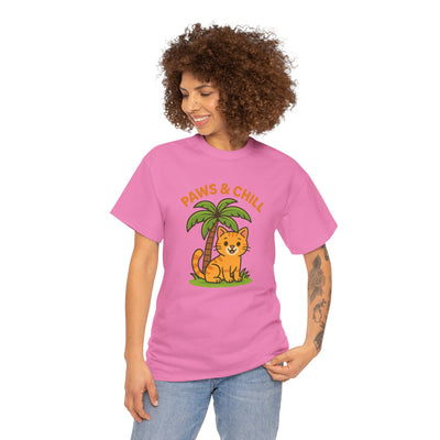 Paws & Chill Funny Cat T-Shirt – Cute Unisex Cat Lover Tee