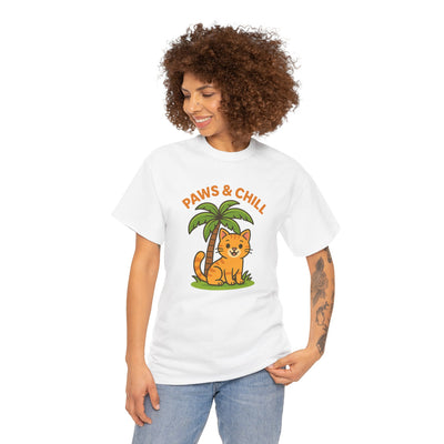 Paws & Chill Funny Cat T-Shirt – Cute Unisex Cat Lover Tee