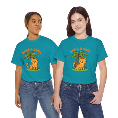Paws & Chill Funny Cat T-Shirt – Cute Unisex Cat Lover Tee