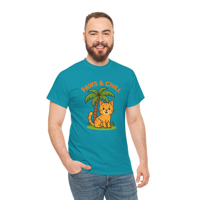 Paws & Chill Funny Cat T-Shirt – Cute Unisex Cat Lover Tee