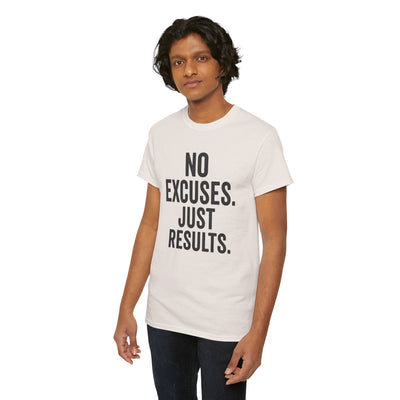Motivational Unisex Heavy Cotton Tee - No Excuses Just Results, Fitness Shirt, Workout Apparel, Inspirational Top, Gift for Athletes, [...]