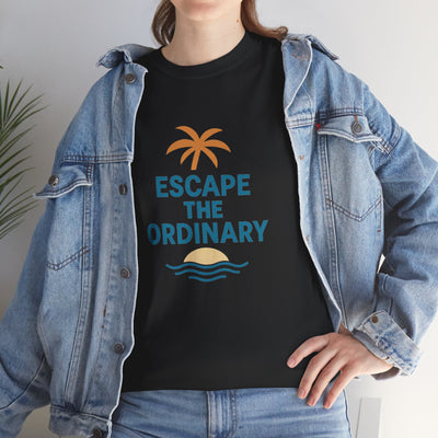 Escape the Ordinary T-Shirt – Tropical Palm Tree Shirt – Adventure Travel Unisex Tee – Summer Beach Shirt – Motivational Graphic Tee