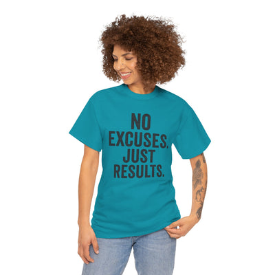 Motivational Unisex Heavy Cotton Tee - No Excuses Just Results, Fitness Shirt, Workout Apparel, Inspirational Top, Gift for Athletes, [...]