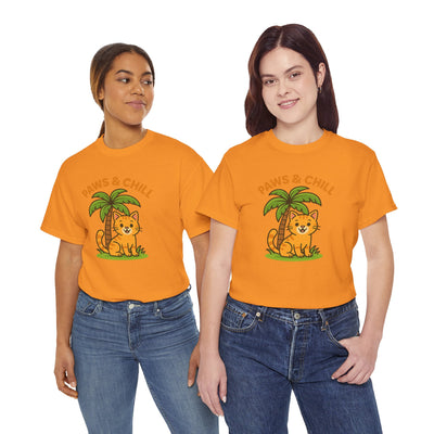 Paws & Chill Funny Cat T-Shirt – Cute Unisex Cat Lover Tee