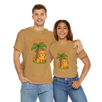 Paws & Chill Funny Cat T-Shirt – Cute Unisex Cat Lover Tee
