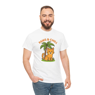 Paws & Chill Funny Cat T-Shirt – Cute Unisex Cat Lover Tee