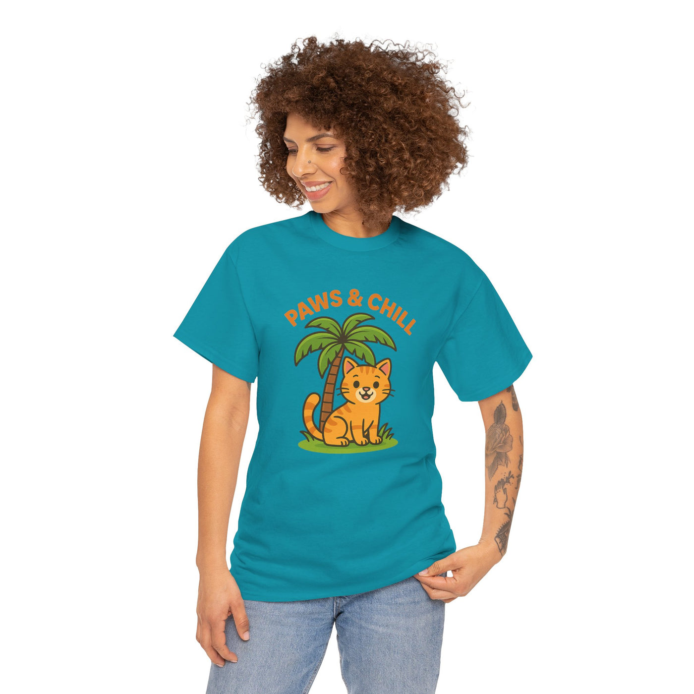 Paws & Chill Funny Cat T-Shirt – Cute Unisex Cat Lover Tee