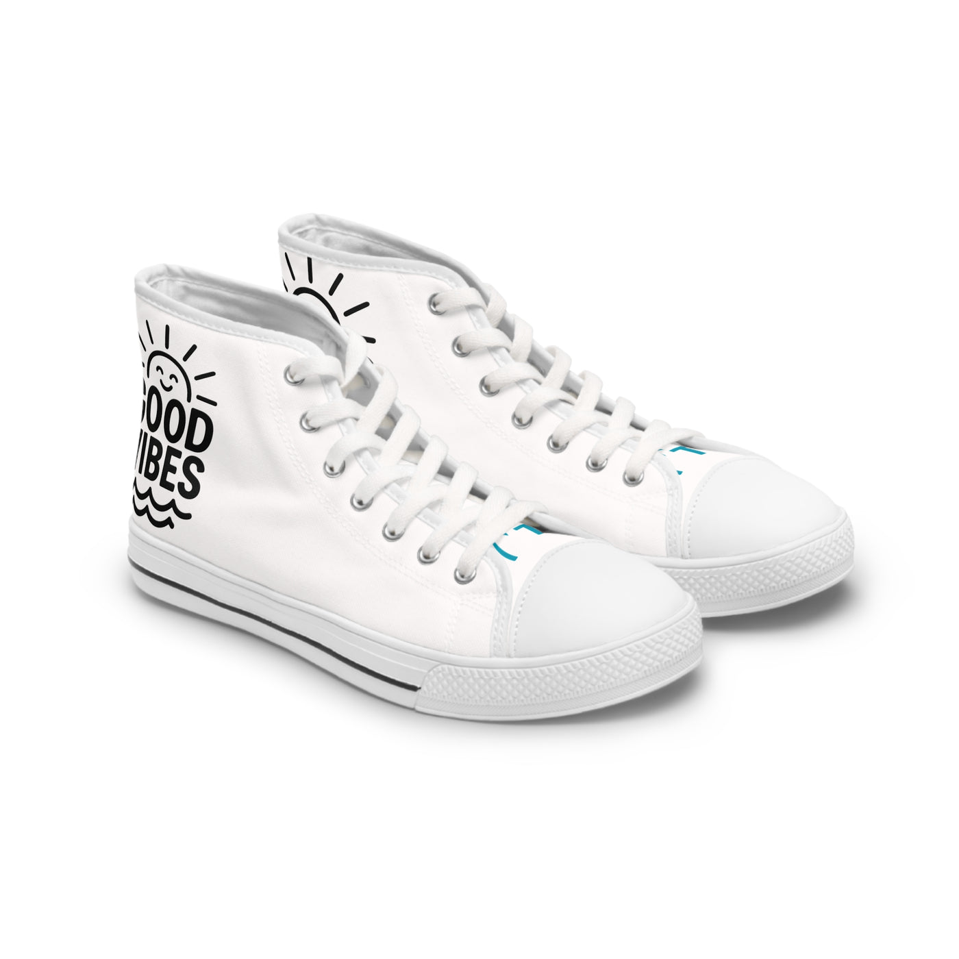 Good Vibes Women's High Top Sneakers, Trendy Sneakers, Casual Footwear, Summer Fashion, Retro Style Sneakers, Gift for Her
