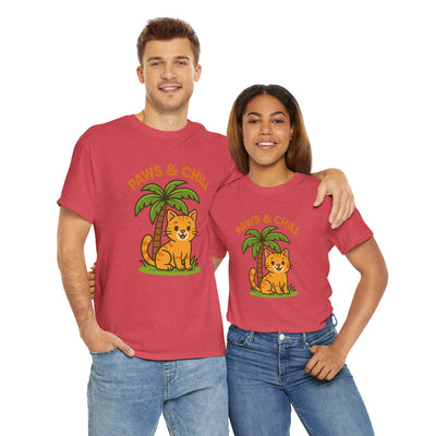 Paws & Chill Funny Cat T-Shirt – Cute Unisex Cat Lover Tee