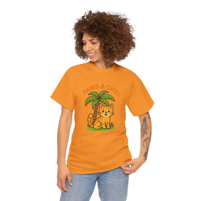 Paws & Chill Funny Cat T-Shirt – Cute Unisex Cat Lover Tee