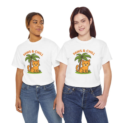 Paws & Chill Funny Cat T-Shirt – Cute Unisex Cat Lover Tee