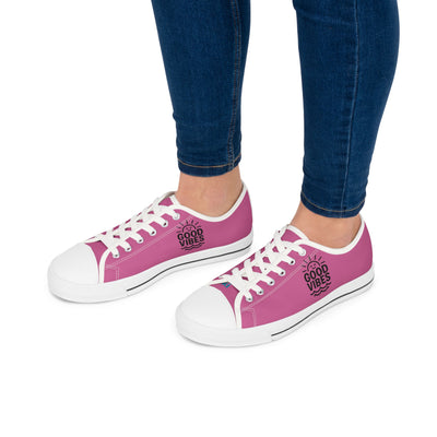 Good Vibes Women's Low Top Sneakers | Stylish Canvas Shoes | Casual Footwear | Gifts for Her | Summer Vibes | Festival Ready