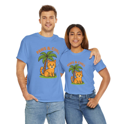 Paws & Chill Funny Cat T-Shirt – Cute Unisex Cat Lover Tee