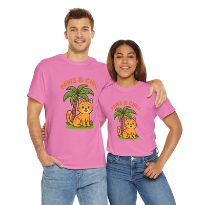 Paws & Chill Funny Cat T-Shirt – Cute Unisex Cat Lover Tee