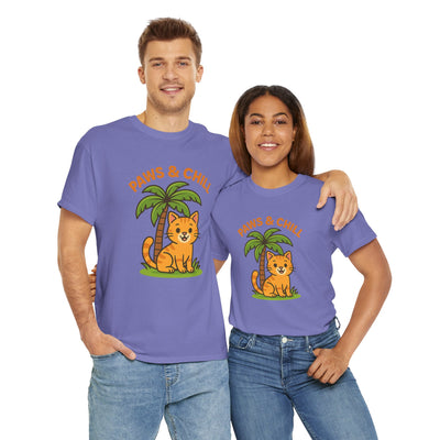 Paws & Chill Funny Cat T-Shirt – Cute Unisex Cat Lover Tee