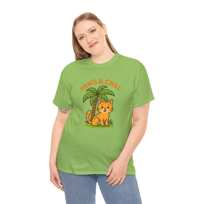 Paws & Chill Funny Cat T-Shirt – Cute Unisex Cat Lover Tee