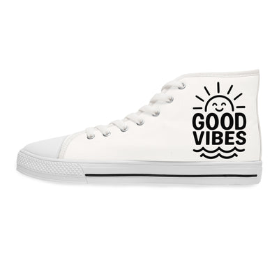 Good Vibes Women's High Top Sneakers, Trendy Sneakers, Casual Footwear, Summer Fashion, Retro Style Sneakers, Gift for Her