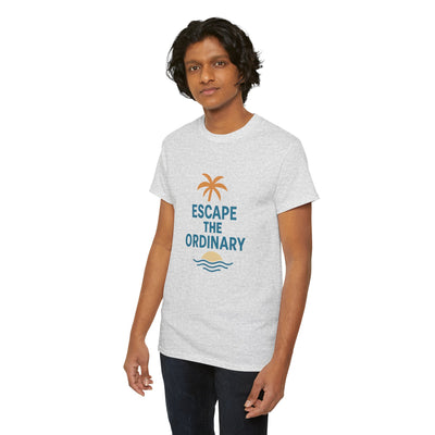 Escape the Ordinary T-Shirt – Tropical Palm Tree Shirt – Adventure Travel Unisex Tee – Summer Beach Shirt – Motivational Graphic Tee